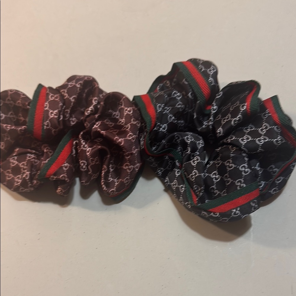 Designer Black and Brown Scrunchie Set Faux Gucci